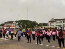 Prajurit Yonmarhanlan XI Ikuti Senam Massal Dalam Rangka Memperingati HUT Ke-122 Kota Merauke