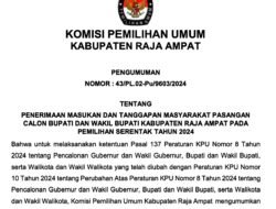 KPU Raja Ampat Buka Tanggapan Masyarakat Terhadap Calon Cakada, Simak Alurnya!