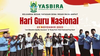 Ket: Keluarga Besar Yayasan Bina Insan Raja Ampat (YASBIRA),memperingati Hari Ulang Tahun PGRI, Selasa 25 November 2025/Foto: Derek M