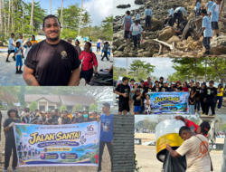 HUT ke-16 Stasi Santa Maria Mater Dei Waisai, Umat Gelar Jalan Santai Sambil Bersihkan Pantai WTC